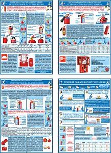 Комплект плакатов Первичные средства пожаротушения